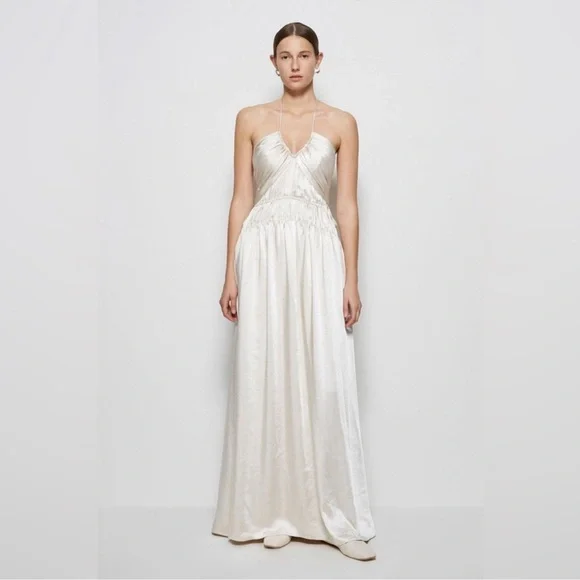 Jonathan Simkhai Strapless Gown Dress in stone NWT Formal Bridal - Picture 1 of 14